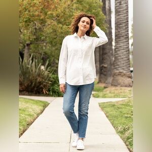 Scottevest Mist White Sabrina 6 Pocket Button Down Shirt Women’s Size Medium